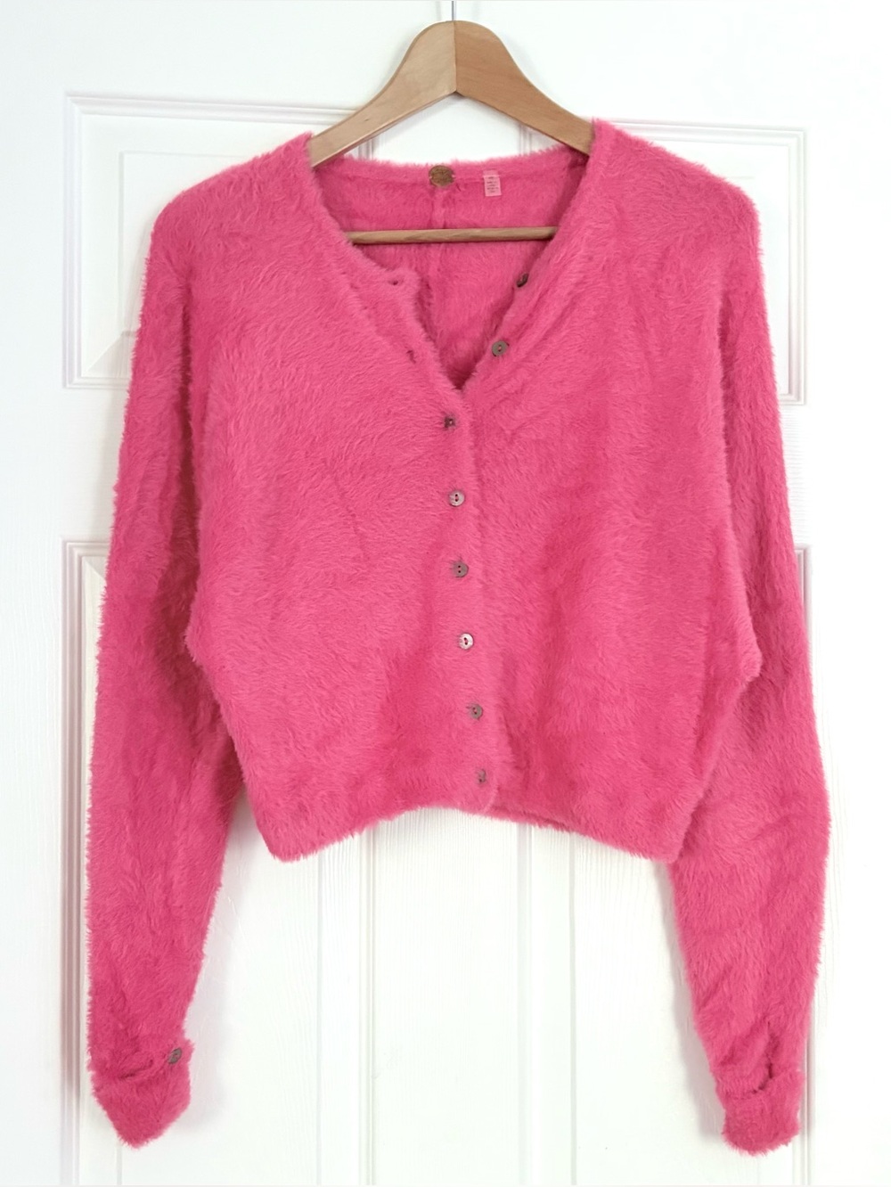 Free People One Fuzzy Button Cardigan Size S